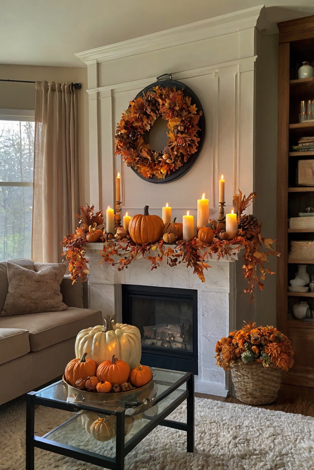 Fall mantel decor, mantel decorating ideas, fall home decor, mantel decorations, autumn mantel arrangements