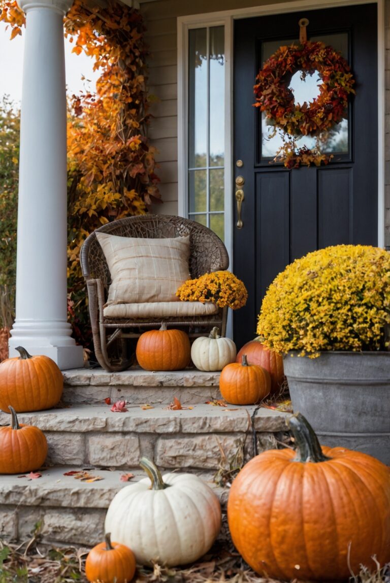 Upgrade Front Porch Decor, Outdoor Fall Decor, Autumn Porch Decorating, Front Porch Makeover, Fall Porch Design