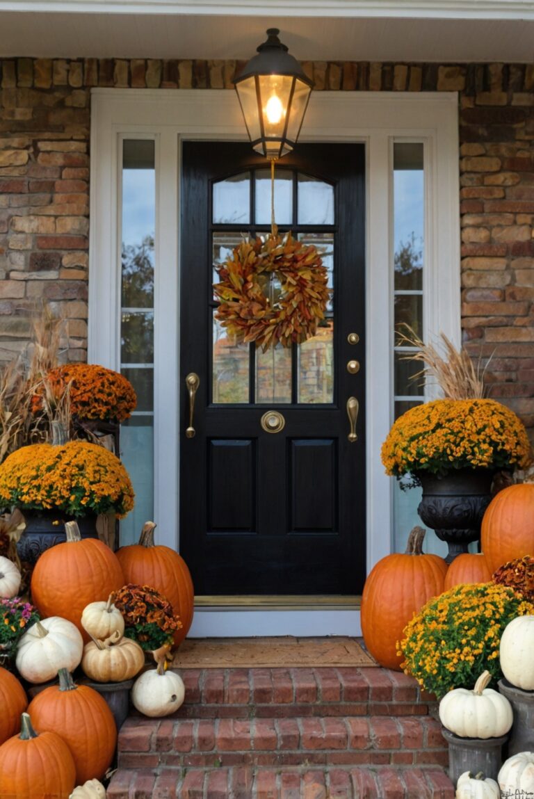 Fall porch decor, Outdoor fall decorating ideas, Autumn front porch decorations, Cozy fall porch, Festive fall porch ideas