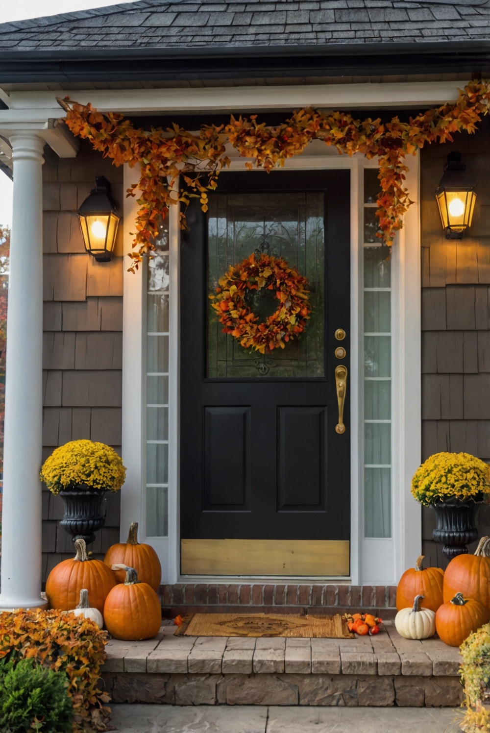 Fall porch decor, Autumn front porch, Outdoor fall decorations, Cozy fall porch, Festive autumn porch