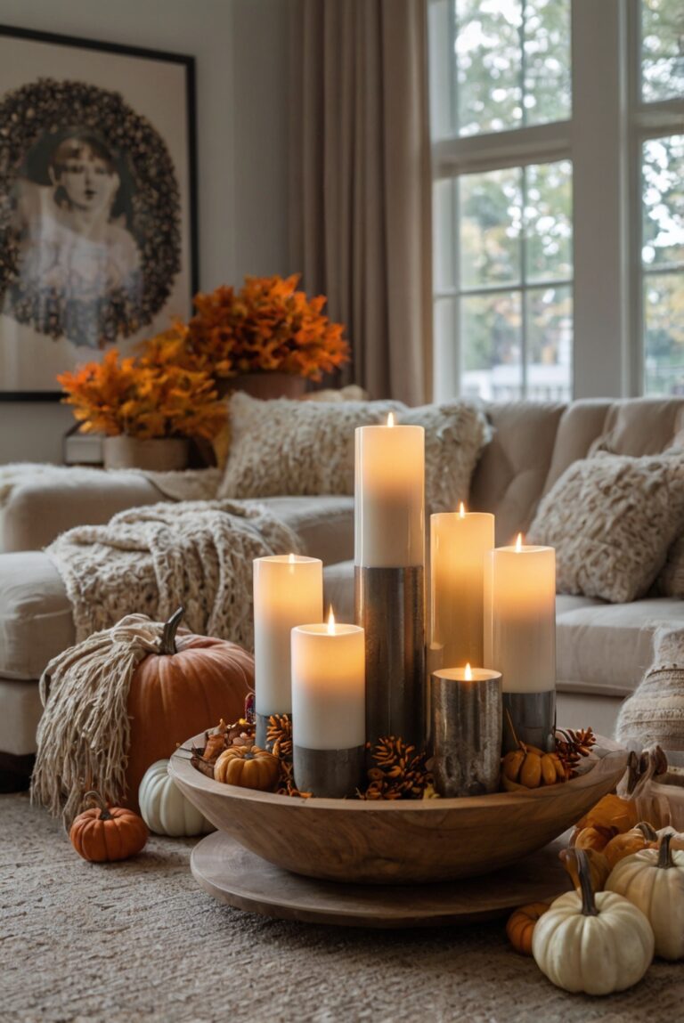 fall home decor, cozy living room decor, autumn interior design, warm color scheme, seasonal home accessories